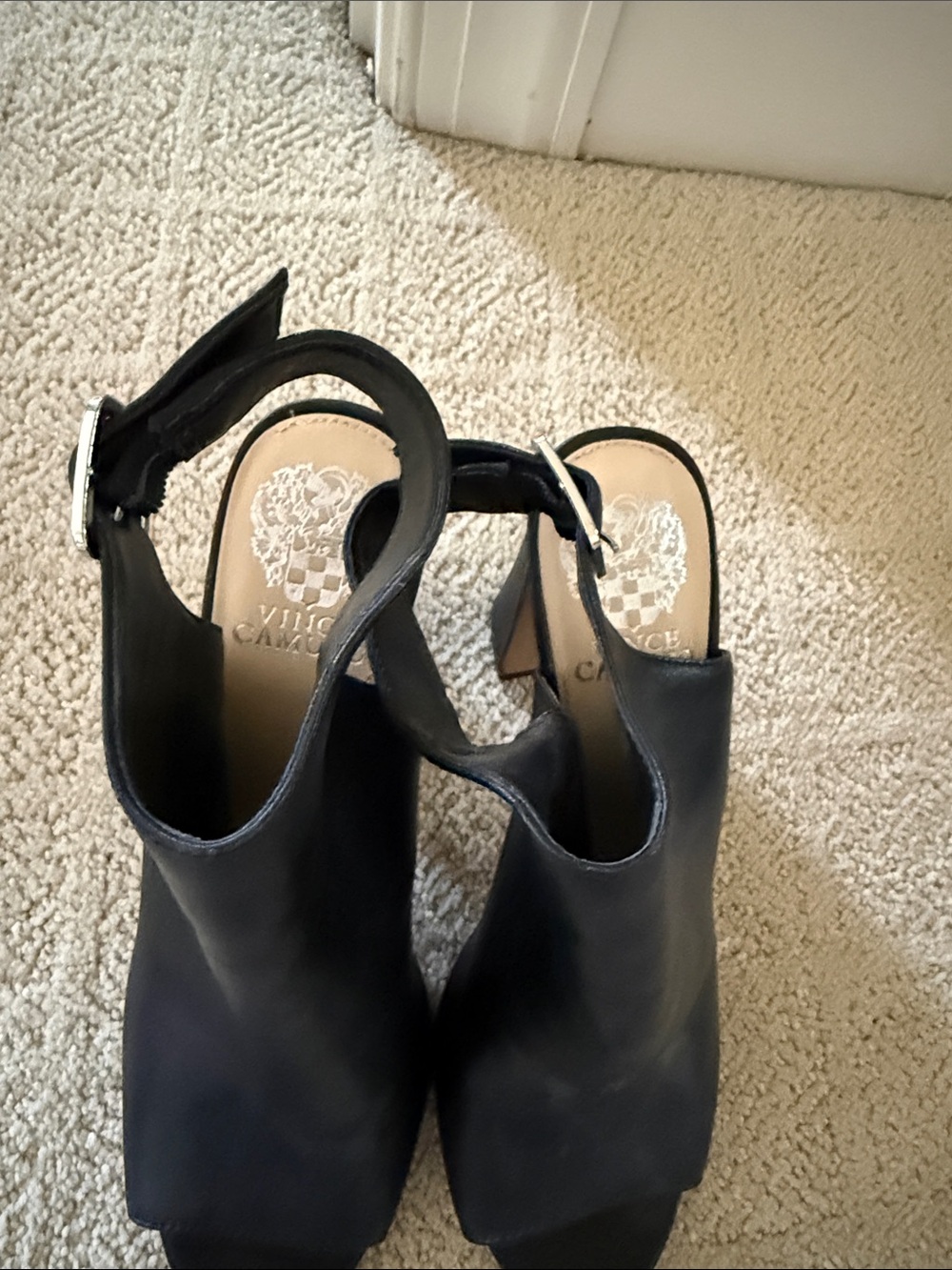 Vince Camuto Black Leather Slingback Mules